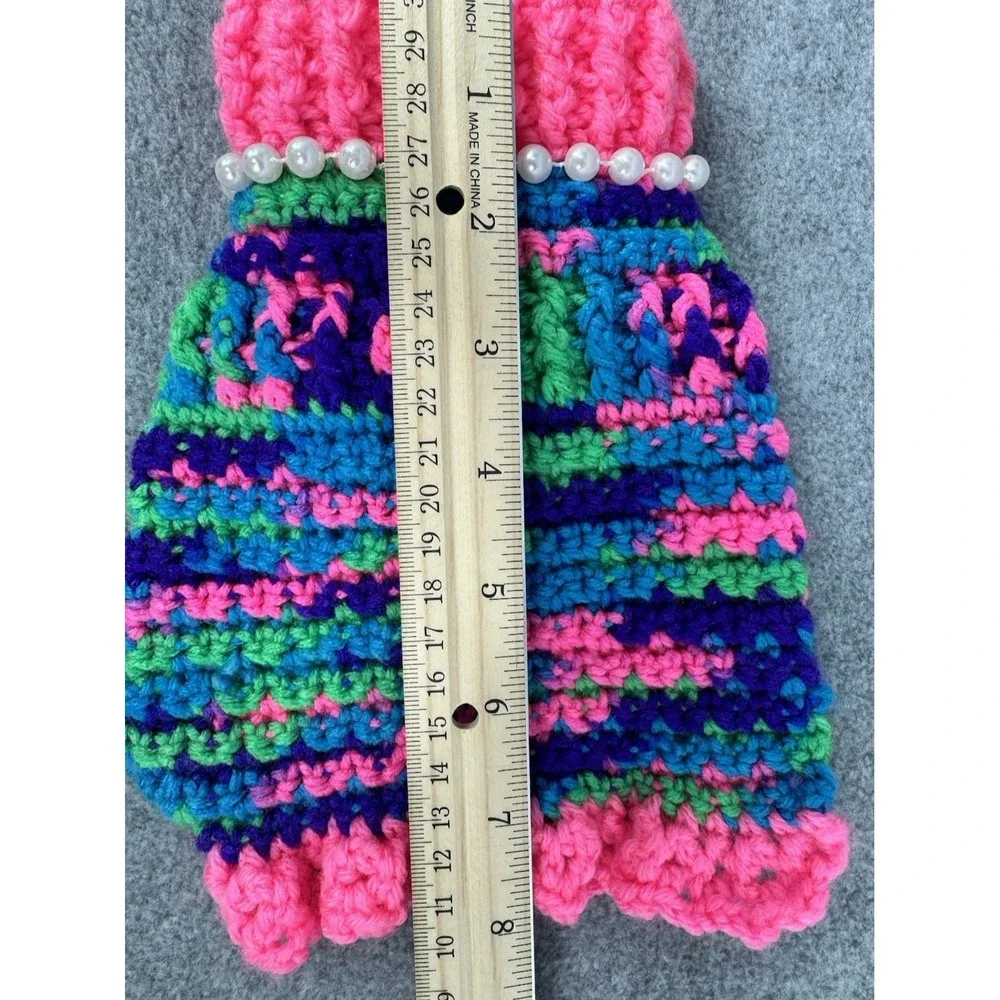Extra Small Dog‎ Sweater Crochet Variegated Pink Blue Green Handmade